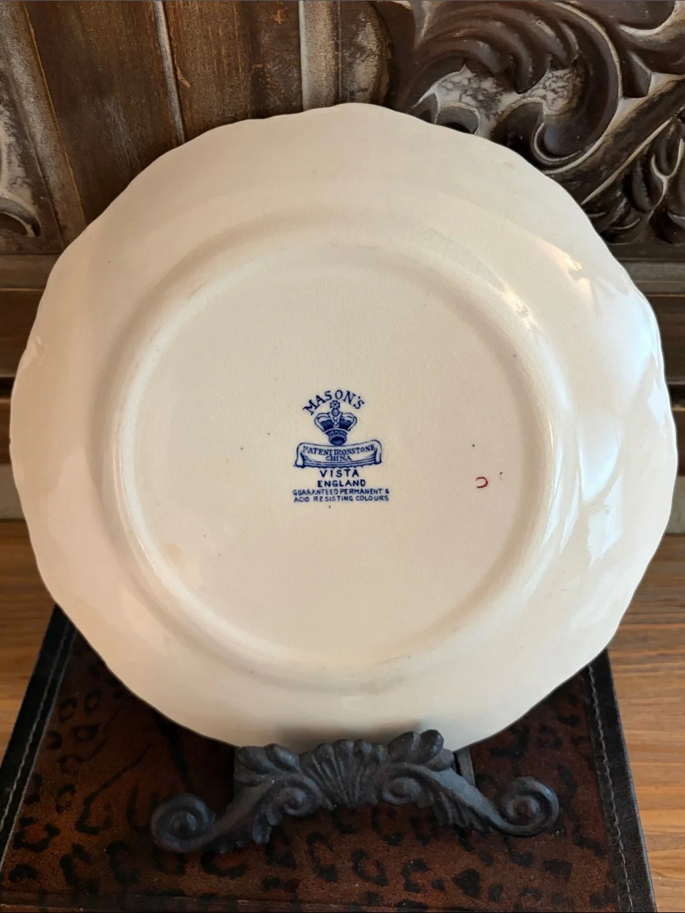 Mason Luncheon Plate. Blue and White “Vista” Pattern Scenic Transferware